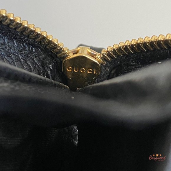 Authentic GUCCI Black Pebbled Leather Double G Metal Zip Around Long Wallet - Picture 13 of 13